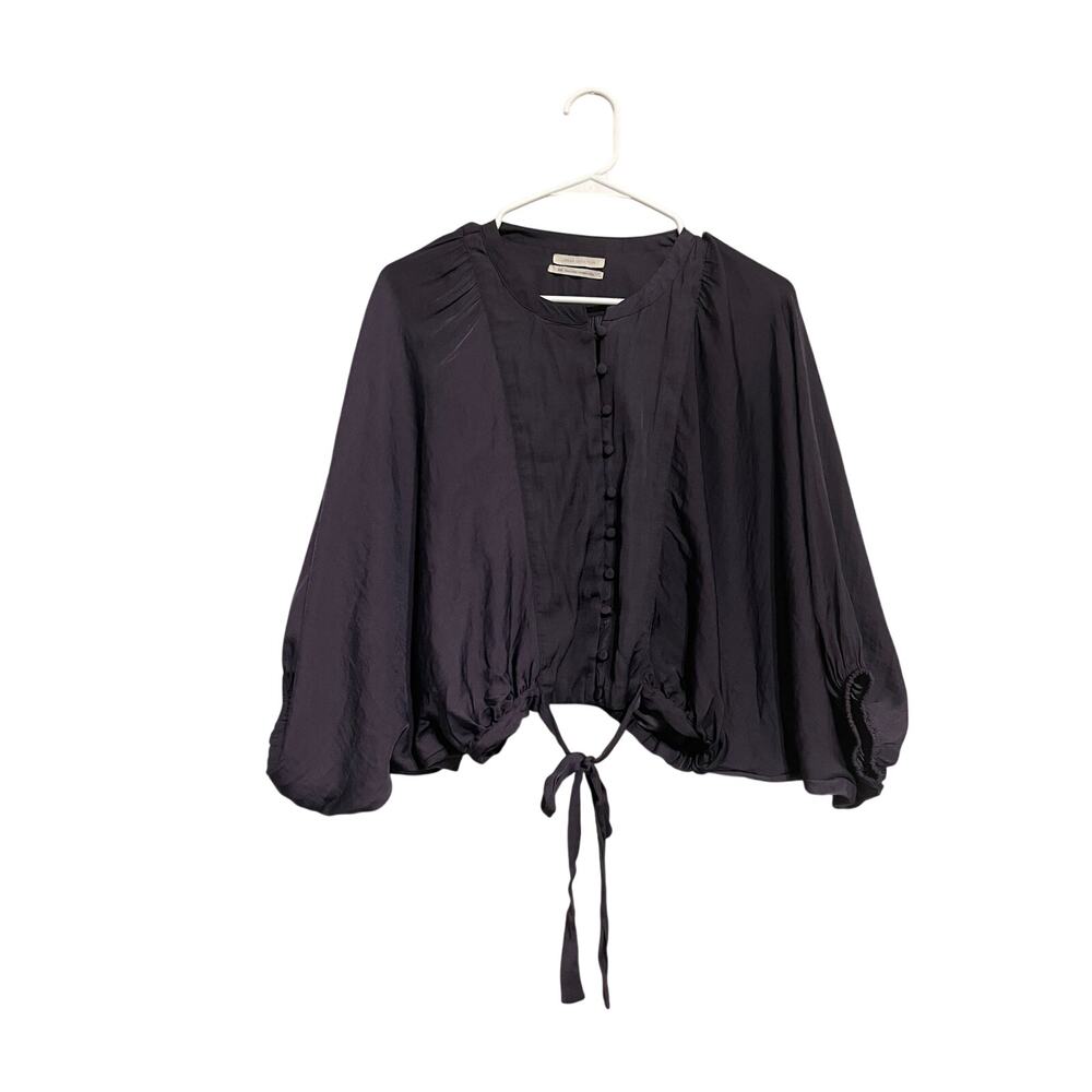 Urban Outfitters Pintucked Cropped Batwing Dleeve Blouse in Eggplant Purple M